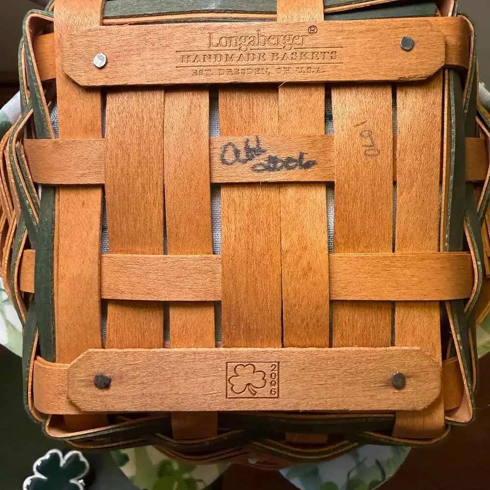 Longaberger 2006 Lucky Twist Basket Lid Fabric Liner Protector Shamrock St. Patr